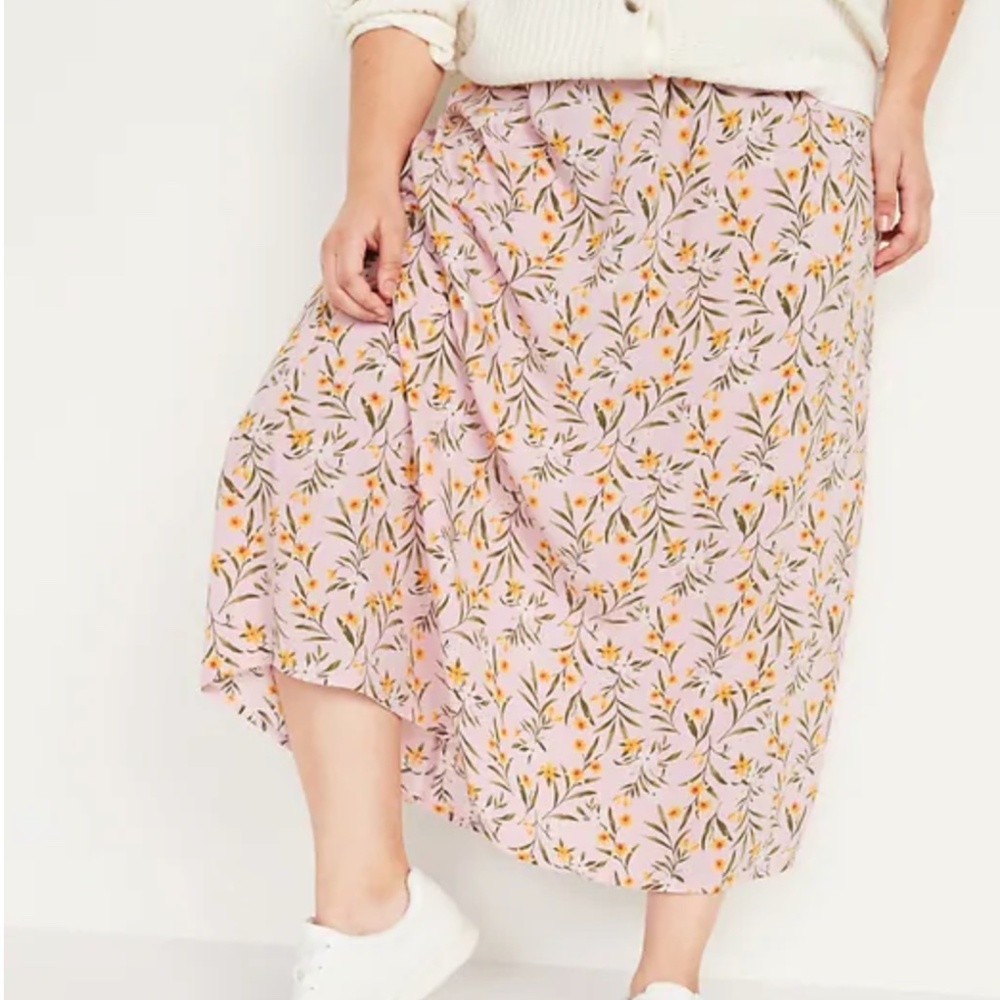 NWT Old Navy Smocked-Waist Floral-Print Midi Skirt